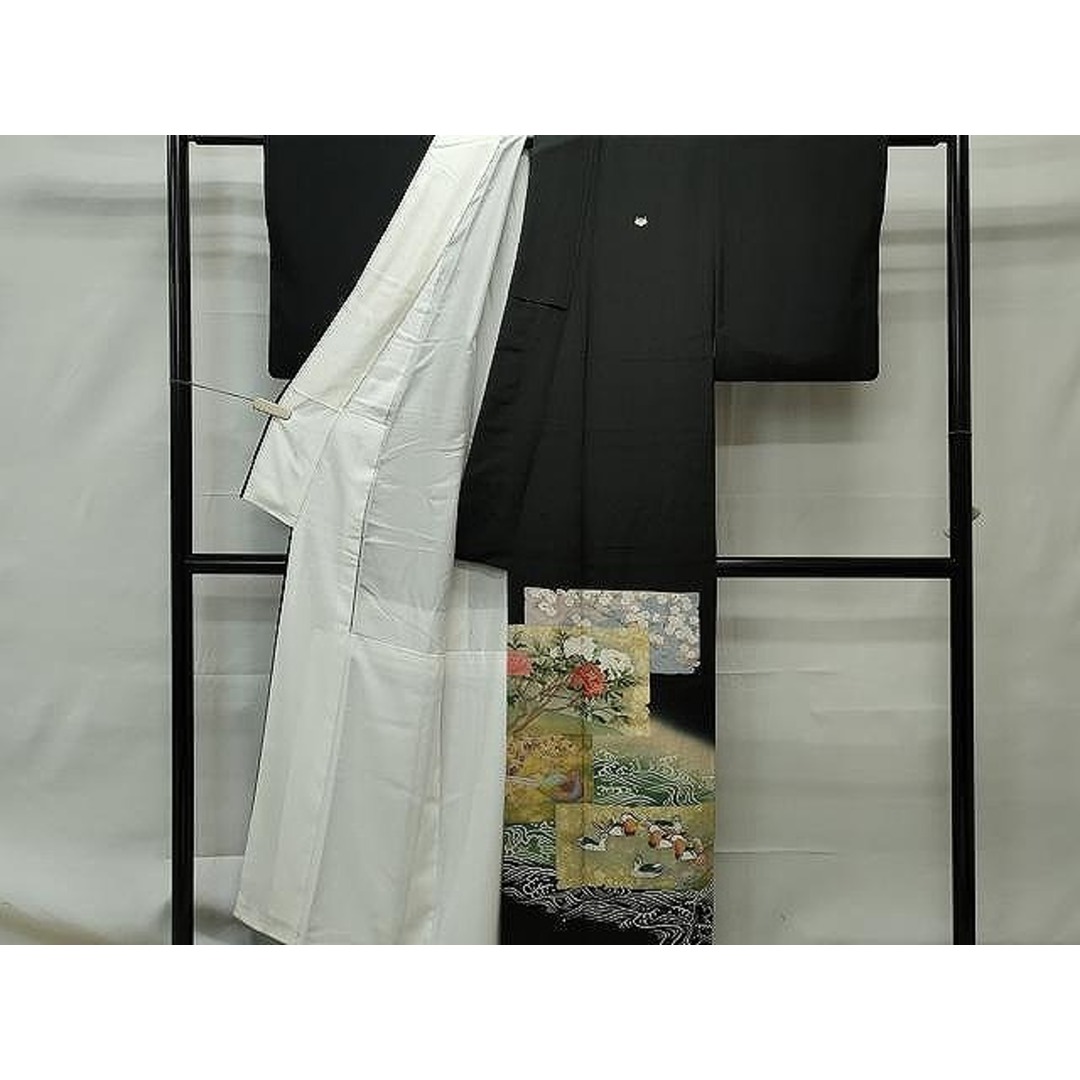 平和屋着物□豪華黒留袖 作家物 刺繍 流水鴛鴦花文 金銀彩 正絹 平和屋着物□豪華黒留袖 作家物 刺繍 流水鴛鴦花文 金銀彩 正絹
