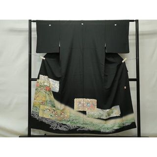 平和屋着物□豪華黒留袖 作家物 刺繍 流水鴛鴦花文 金銀彩 正絹 平和屋着物□豪華黒留袖 作家物 刺繍 流水鴛鴦花文 金銀彩 正絹