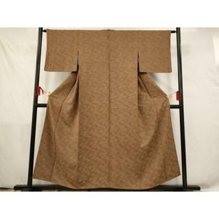 平和屋着物■上質な色無地　草花地紋　胡桃色　正絹　逸品　AAAQ4406st(着物)