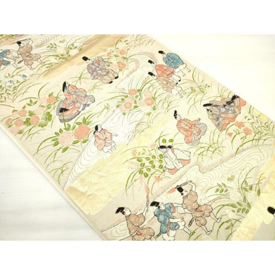 平和屋着物◎六通柄袋帯 人物文 金糸 正絹 逸品 DAAO0569xgの 平和屋着物◎六通柄袋帯 人物文 金糸 正絹 逸品 DAAO0569xgの