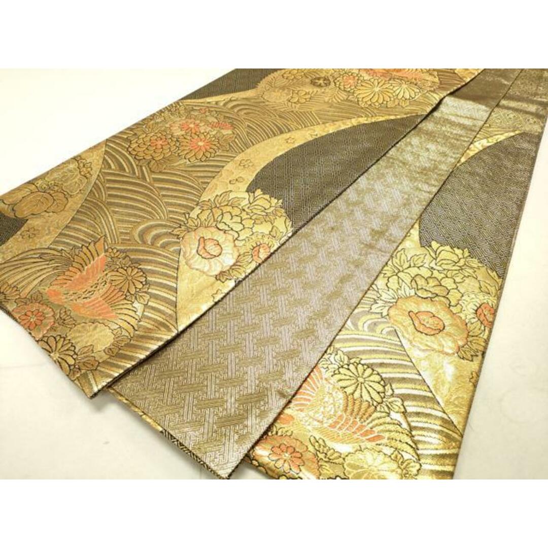 平和屋着物◎佐賀錦 六通柄袋帯 流水草花文 金糸 正絹 逸品 平和屋着物◎佐賀錦 六通柄袋帯 流水草花文 金糸 正絹 逸品