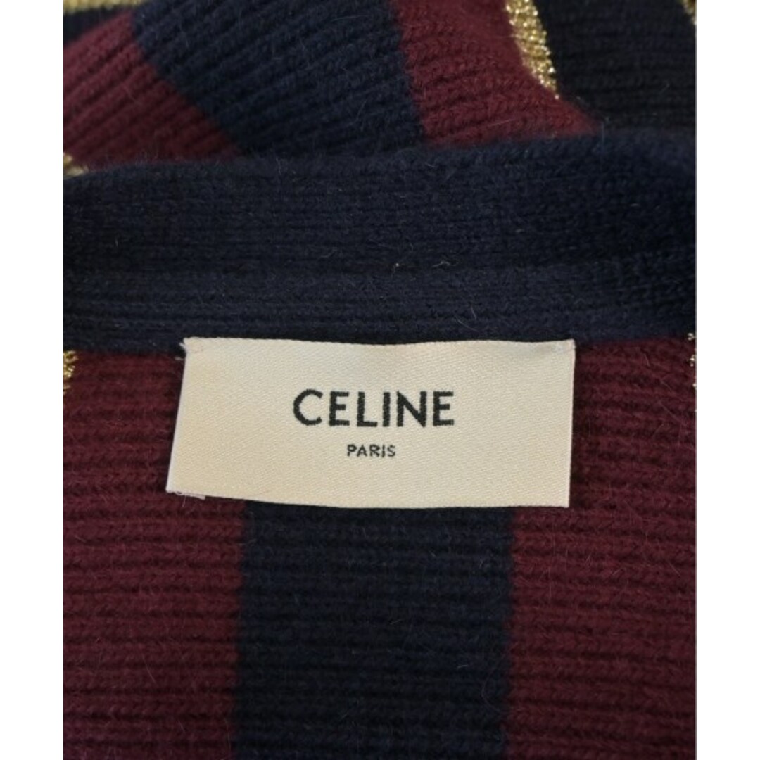 CELINE - CELINE セリーヌ カーディガン S 紺xエンジxゴールド CELINE - CELINE セリーヌ カーディガン S 紺xエンジxゴールド