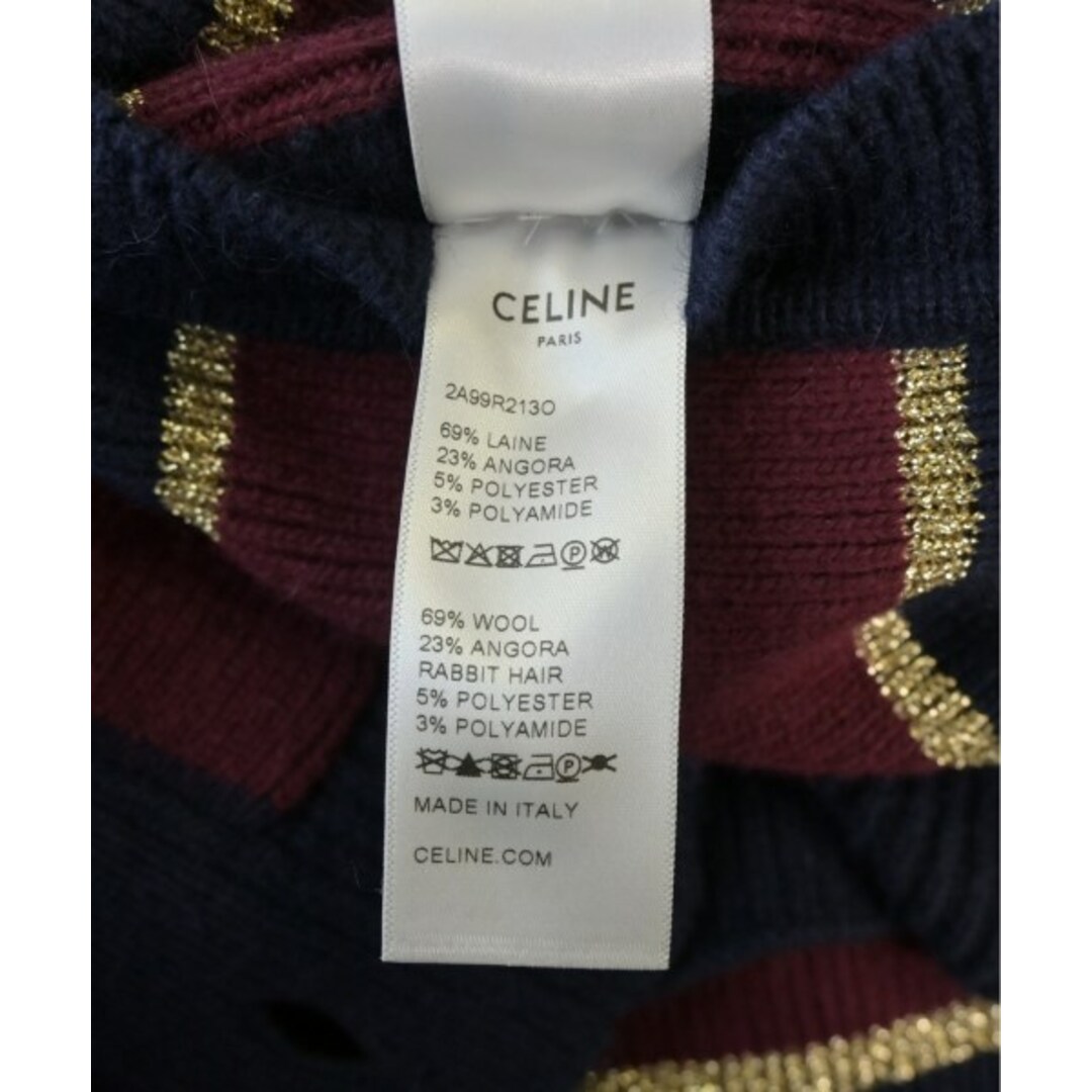 CELINE - CELINE セリーヌ カーディガン S 紺xエンジxゴールド CELINE - CELINE セリーヌ カーディガン S 紺xエンジxゴールド
