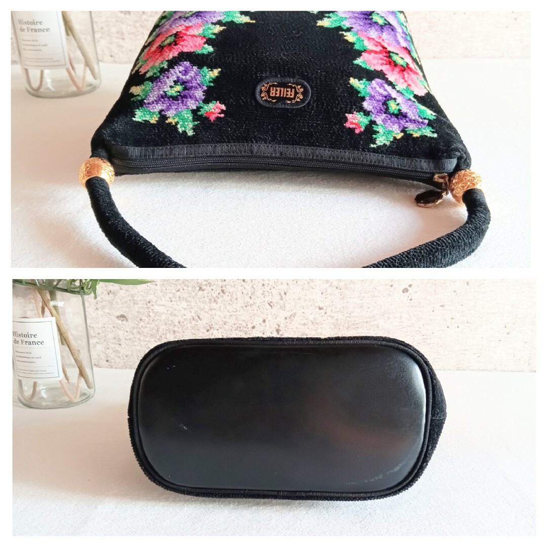 FEILER - 美品 フェイラー 花柄 ボタニカル 刺繍 ハンドバッグ FEILER - 美品 フェイラー 花柄 ボタニカル 刺繍 ハンドバッグ