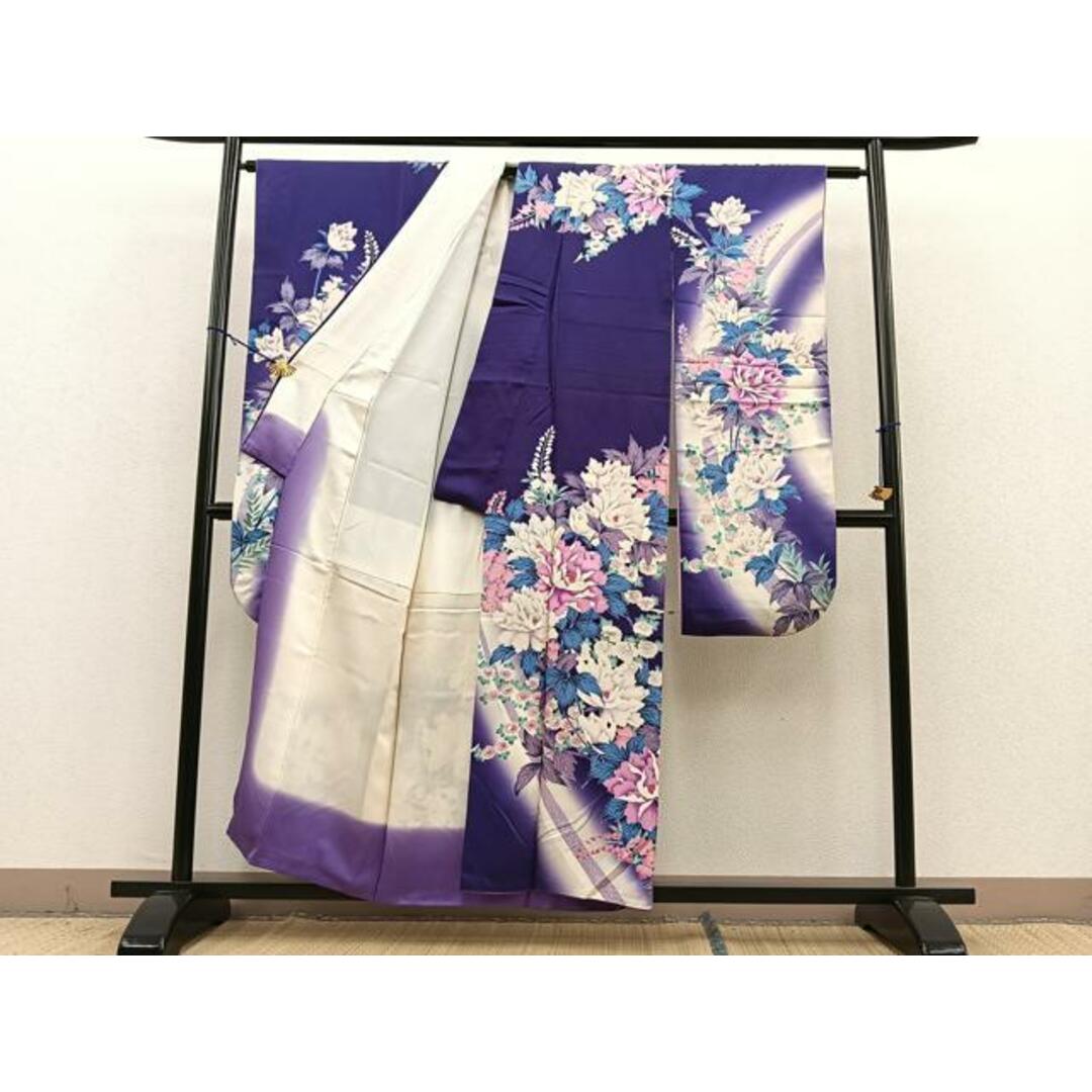 平和屋着物□豪華振袖 駒刺繍 牡丹花文 暈し染め 正絹 逸品 平和屋着物□豪華振袖 駒刺繍 牡丹花文 暈し染め 正絹 逸品