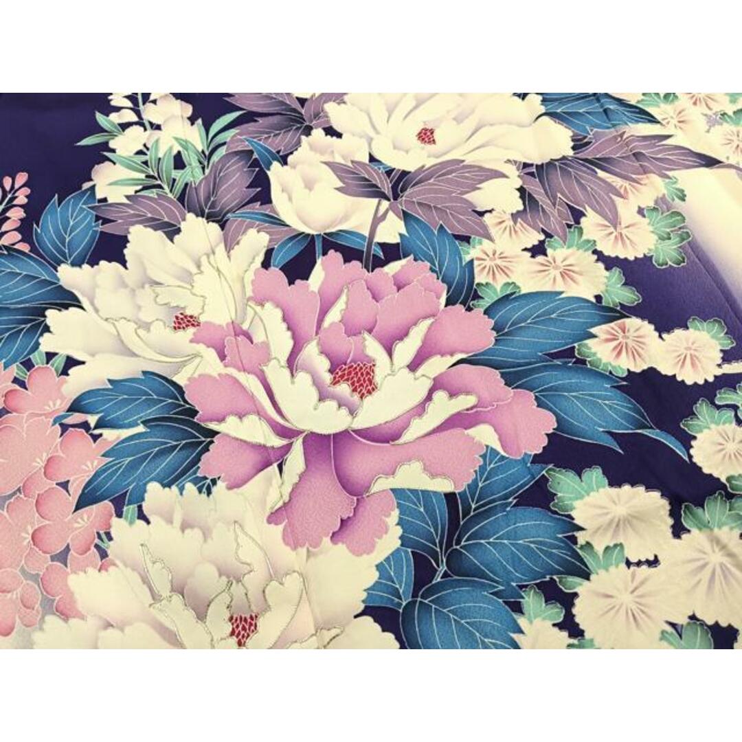 平和屋着物□豪華振袖 駒刺繍 牡丹花文 暈し染め 正絹 逸品 平和屋着物□豪華振袖 駒刺繍 牡丹花文 暈し染め 正絹 逸品