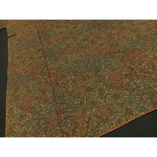 平和屋着物■上質な小紋　切嵌更紗花文　正絹　逸品　BAAR0788wb(着物)