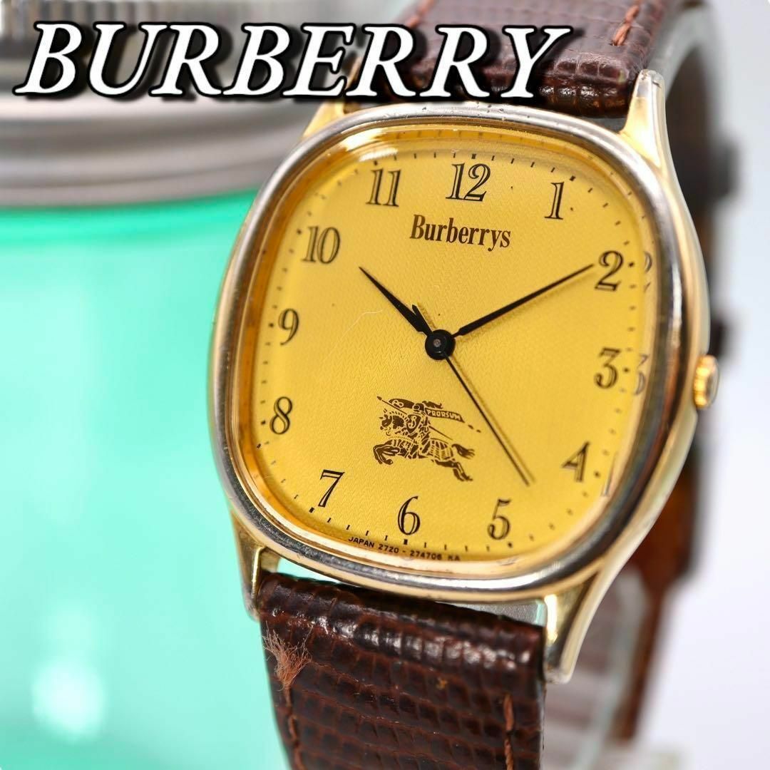 BURBERRY - BURBERRY ゴールド スクエア クォーツ メンズ腕時計 BURBERRY - BURBERRY ゴールド スクエア クォーツ メンズ腕時計