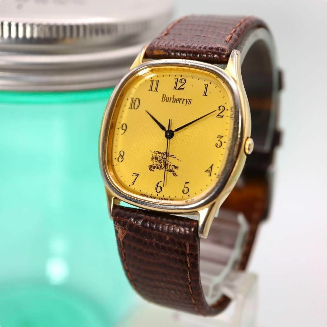 BURBERRY - BURBERRY ゴールド スクエア クォーツ メンズ腕時計 BURBERRY - BURBERRY ゴールド スクエア クォーツ メンズ腕時計
