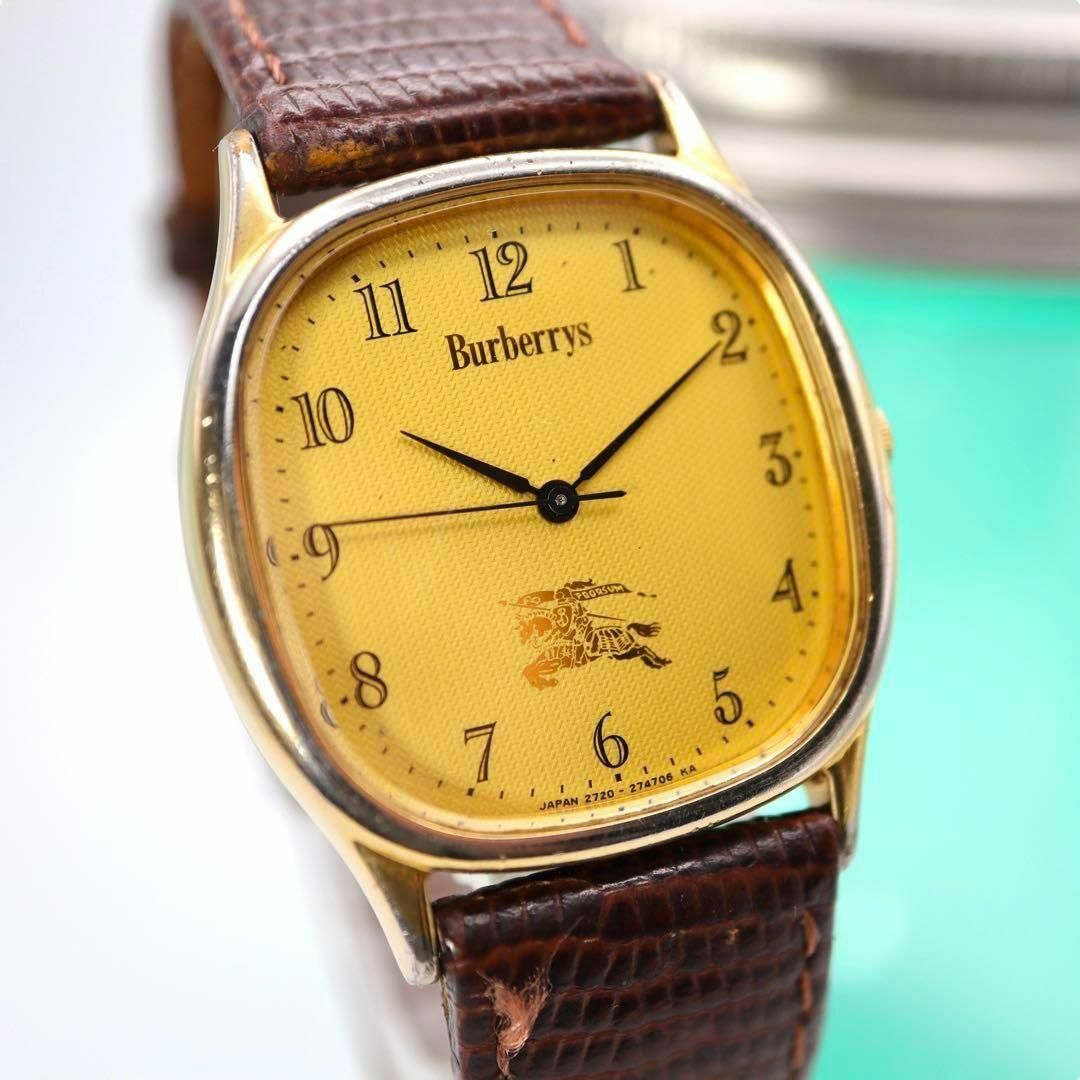 BURBERRY - BURBERRY ゴールド スクエア クォーツ メンズ腕時計 BURBERRY - BURBERRY ゴールド スクエア クォーツ メンズ腕時計
