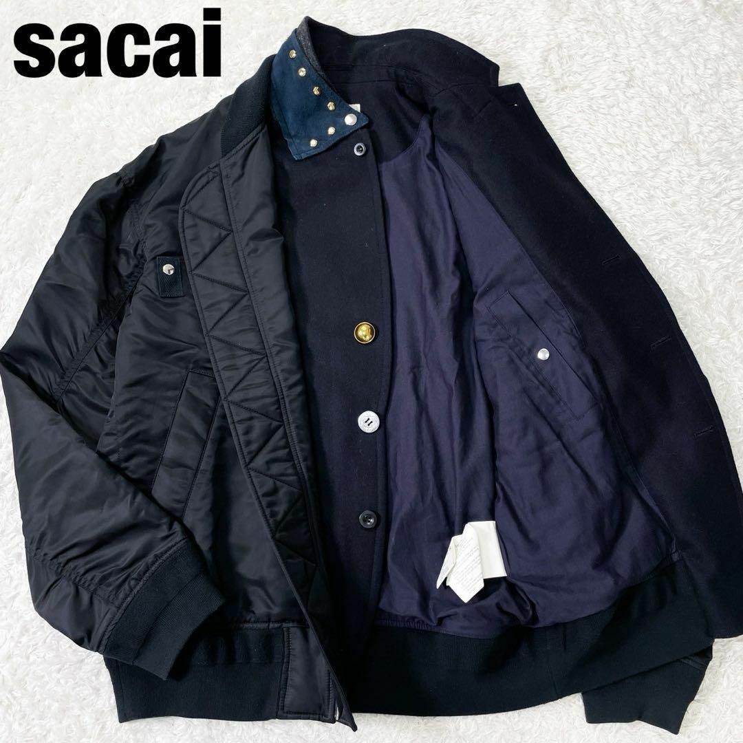 sacai - 極美品 Sacai 17SS Melton Blouson Layeredの通販 by sacai - 極美品 Sacai 17SS Melton Blouson Layeredの通販 by