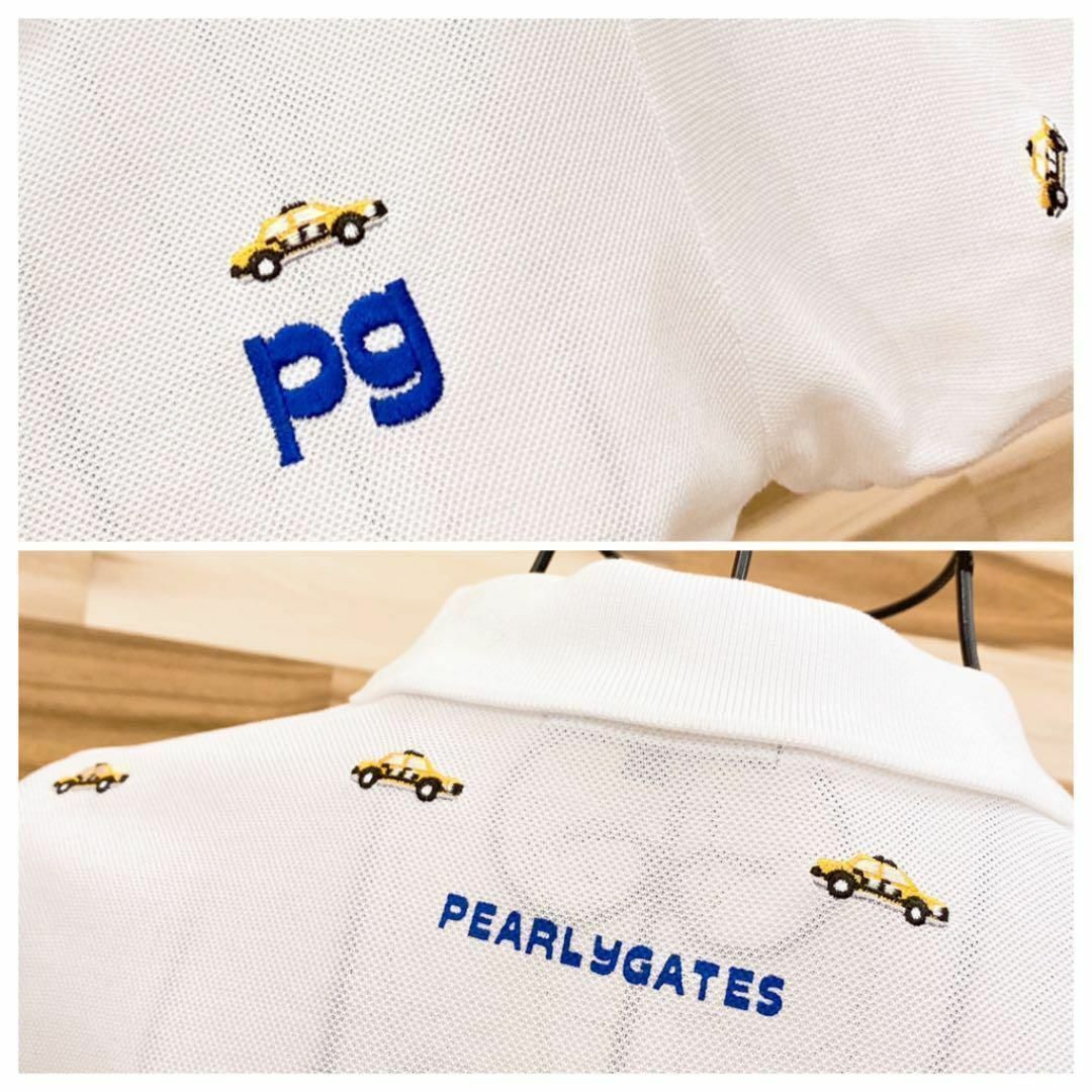 PEARLY GATES - 【パーリーゲイツ】PG刺繍ロゴ車カー ポロシャツ PEARLY GATES - 【パーリーゲイツ】PG刺繍ロゴ車カー ポロシャツ