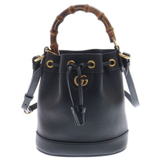 グッチ(GUCCI)のGUCCI グッチ GG バンブー ダイアナ 2wayバッグ ハンドバッグ ショルダーバッグブラック レザー 724652(ショルダーバッグ)