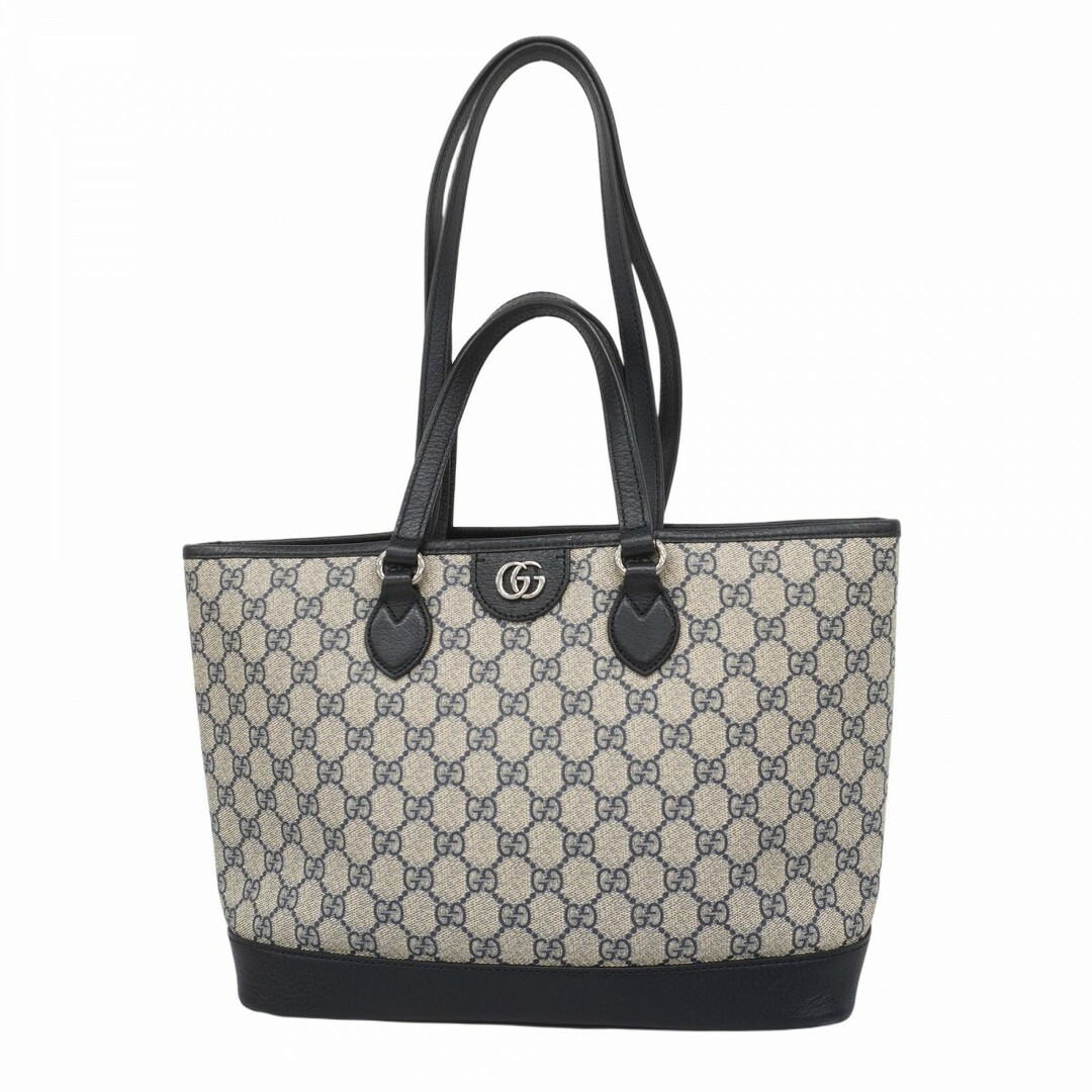 GUCCI - 【5db1632】グッチ トートバッグ オフィディア 765043 PVC ネイビー シルバー金具【中古】レディース