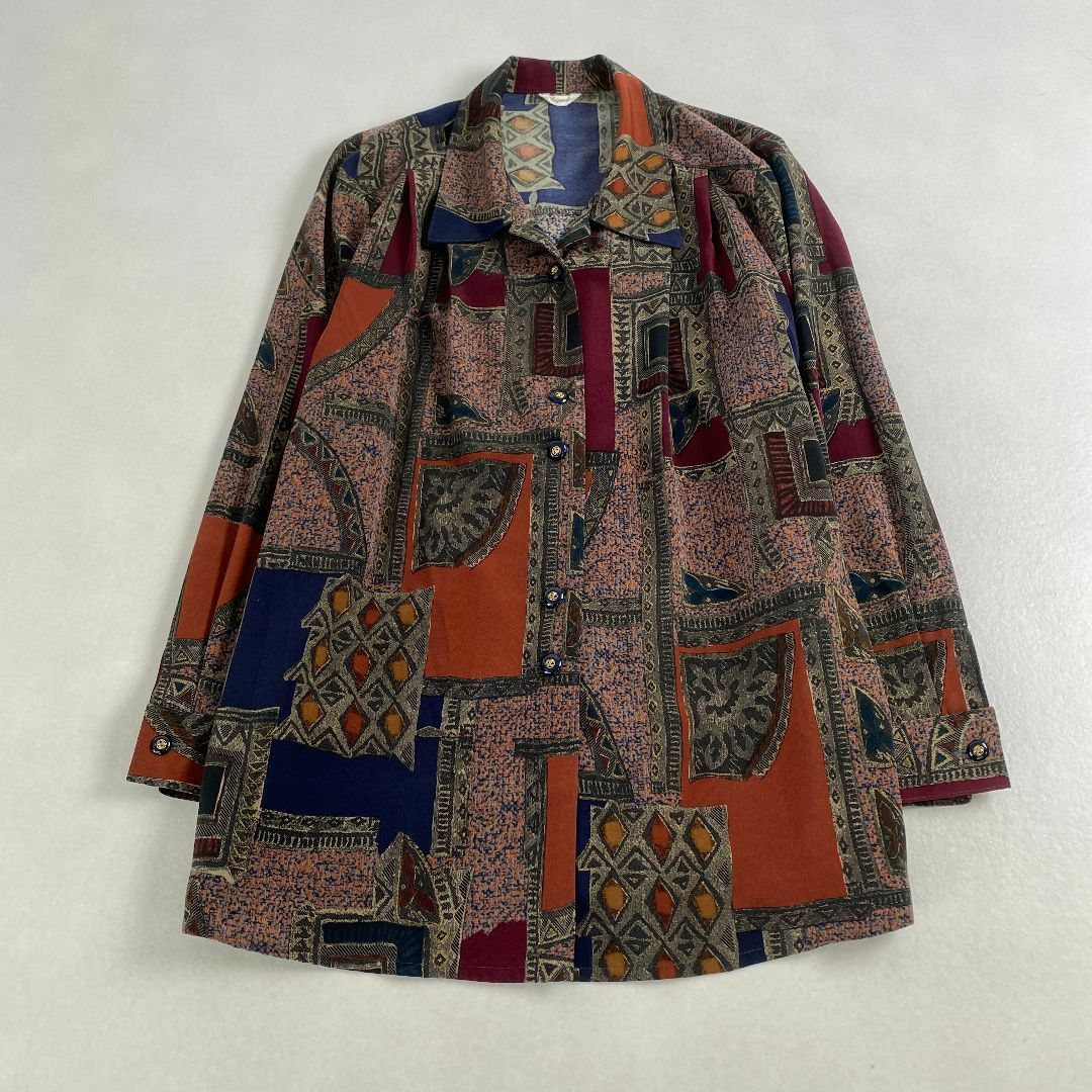 VINTAGE - 美品 ヴィンテージ ブラウス 長袖 柄ブラウス レトロ VINTAGE - 美品 ヴィンテージ ブラウス 長袖 柄ブラウス レトロ