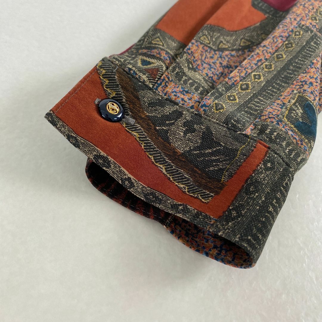 VINTAGE - 美品 ヴィンテージ ブラウス 長袖 柄ブラウス レトロ VINTAGE - 美品 ヴィンテージ ブラウス 長袖 柄ブラウス レトロ