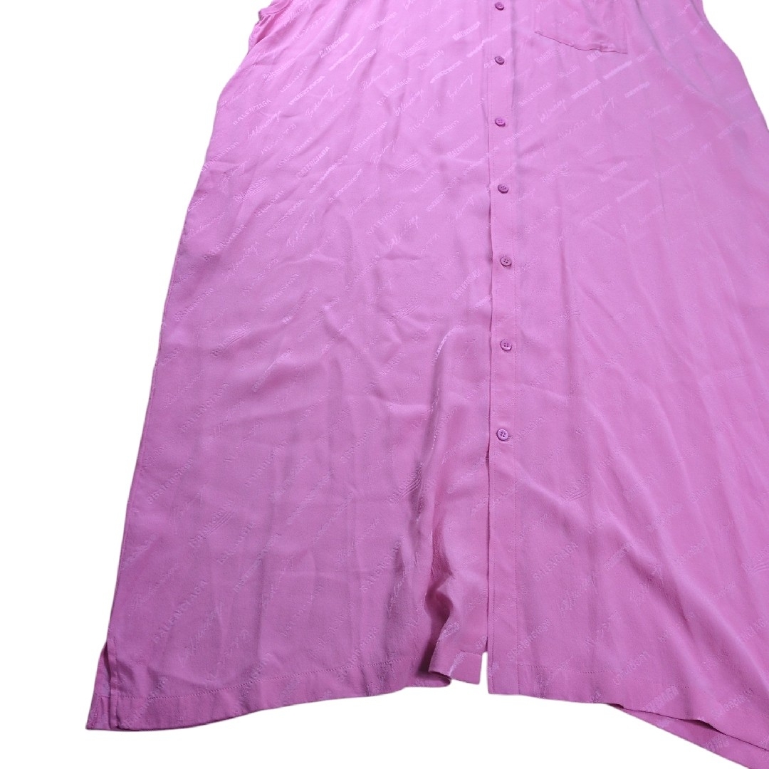 BALENCIAGA - 【未使用】BALENCIAGA ロゴ総柄 シルク ドレス BALENCIAGA - 【未使用】BALENCIAGA ロゴ総柄 シルク ドレス