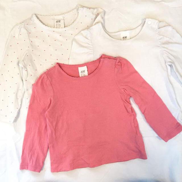 H&M(エイチアンドエム)の75cm H&M*パフスリーブロングＴシャツ3枚セット キッズ/ベビー/マタニティのベビー服(~85cm)(Ｔシャツ)の商品写真