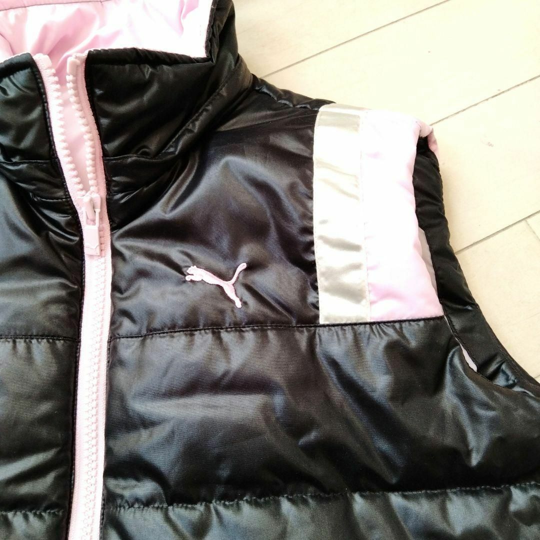 PUMA - サイズ150 PUMA プーマ 中綿ジャケット ベスト 黒 ピンク PUMA - サイズ150 PUMA プーマ 中綿ジャケット ベスト 黒 ピンク