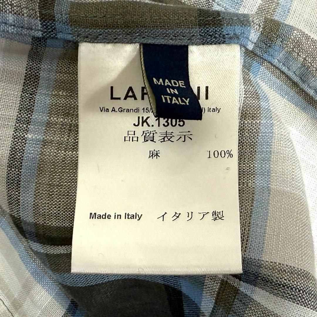 LARDINI - J3035 美品 ラルディーニ リネン100%チェック柄 LARDINI - J3035 美品 ラルディーニ リネン100%チェック柄