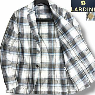 LARDINI - J3035 美品 ラルディーニ リネン100%チェック柄 LARDINI - J3035 美品 ラルディーニ リネン100%チェック柄