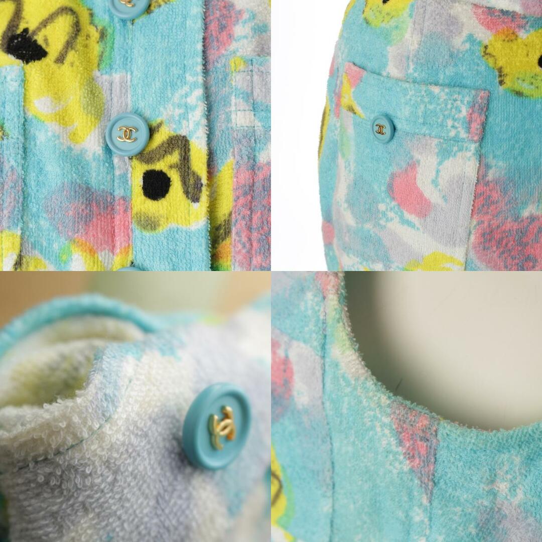 CHANEL - シャネル 97P パイル クロップド 花柄 ココボタン CHANEL - シャネル 97P パイル クロップド 花柄 ココボタン