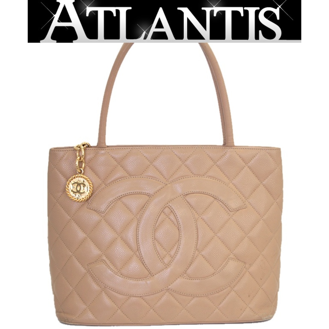 CHANEL - シャネル CHANEL 復刻トート ハンドバッグ キャビアスキン ベージュ Ｇ金具 6番台 【69806】
