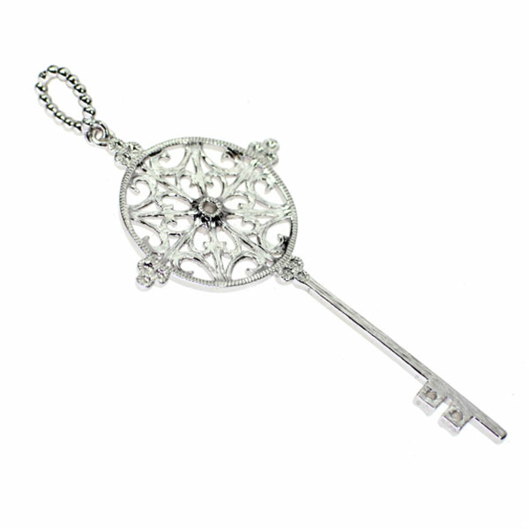 K18WG ローズカット ダイヤモンド ペンダントトップ 0.05ct 鍵の K18WG ローズカット ダイヤモンド ペンダントトップ 0.05ct 鍵の
