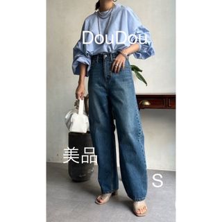 DouDou - DouDou カーブデニム ライトブルー サックスブルー DouDou - DouDou カーブデニム ライトブルー サックスブルー