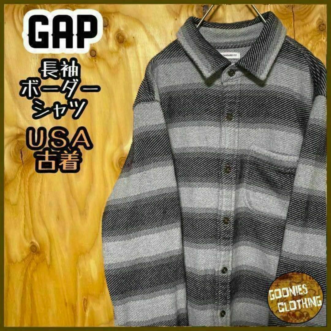 GAP - ギャップ GAP グレー ボーダー シャツ ニット USA古着 90s GAP - ギャップ GAP グレー ボーダー シャツ ニット USA古着 90s