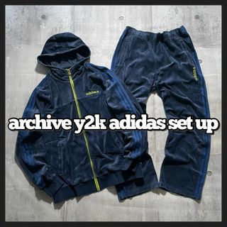 adidas - y2k adidas ベロア セットアップ ライン トラック adidas - y2k adidas ベロア セットアップ ライン トラック