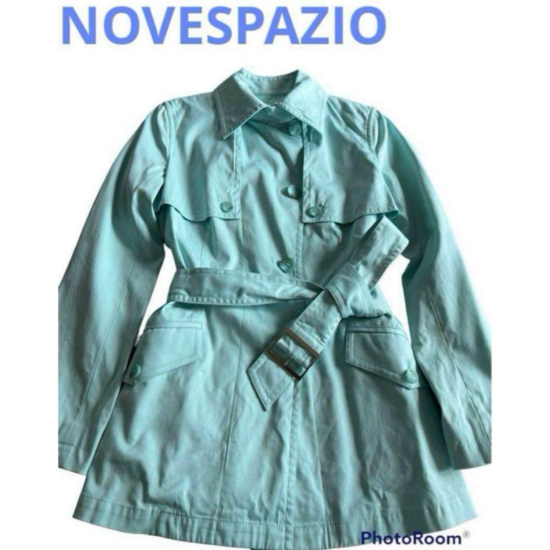 NOVESPAZIO - ノーベスパジオ アウター ブルー ハーフコート NOVESPAZIO - ノーベスパジオ アウター ブルー ハーフコート