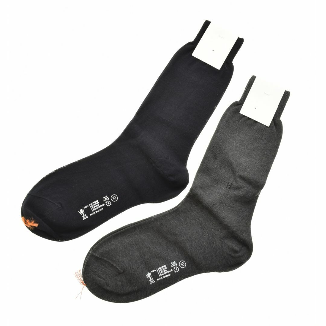 HERMES - 【HERMES】H刺繍入り コットン ソックス 靴下 2点 HERMES - 【HERMES】H刺繍入り コットン ソックス 靴下 2点