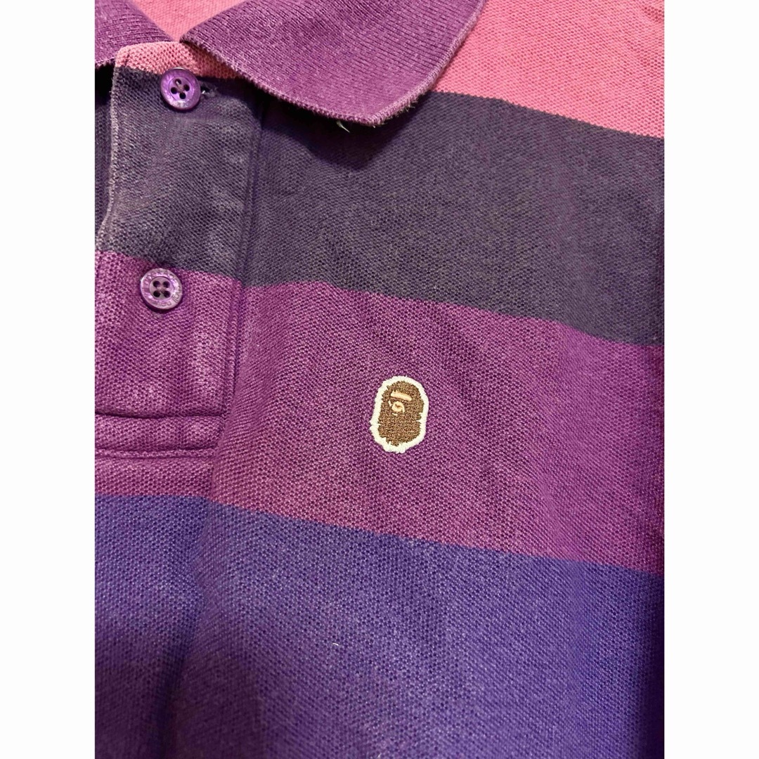 A BATHING APE - A BATHING APE 半袖ポロシャツ S ストライプ A BATHING APE - A BATHING APE 半袖ポロシャツ S ストライプ