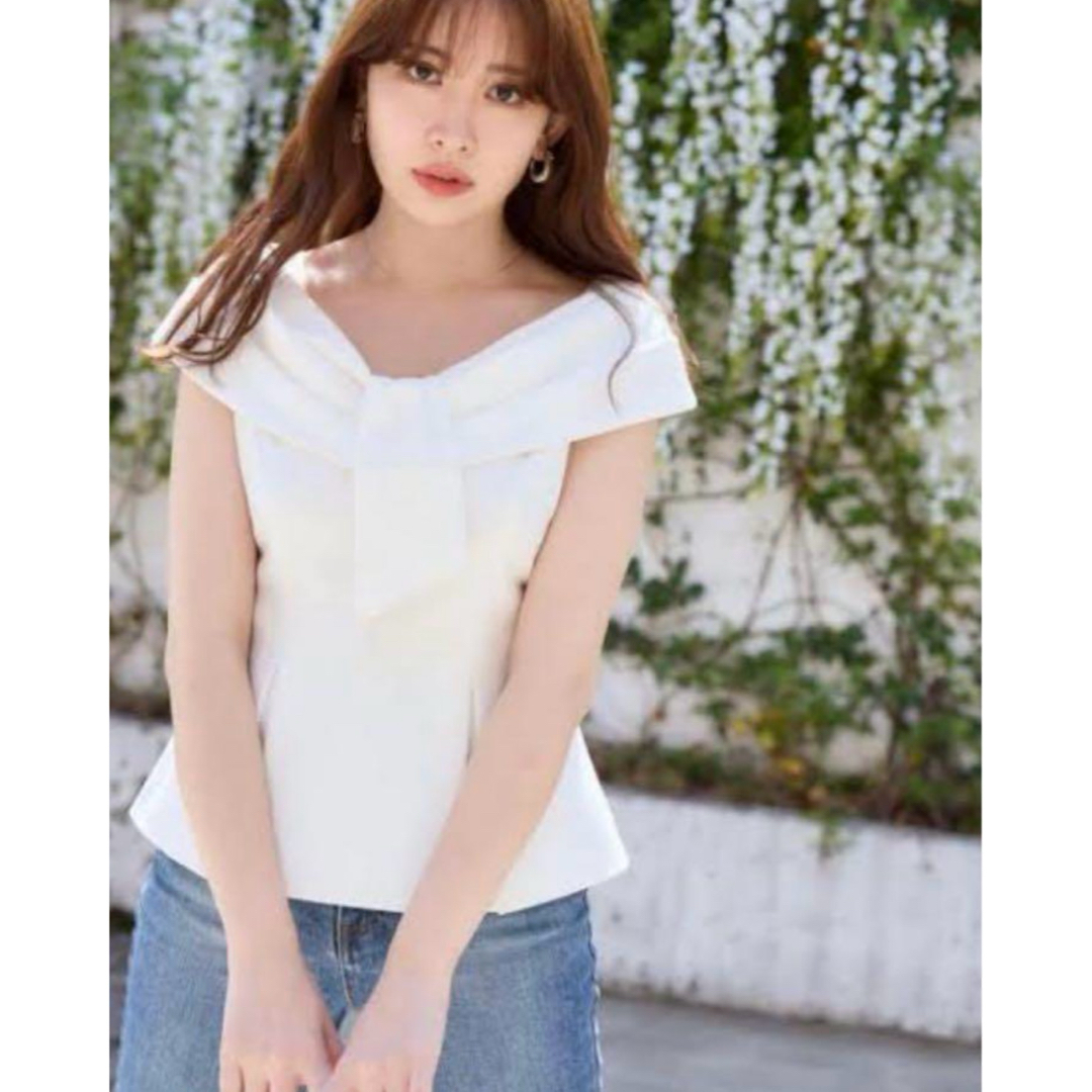 カットソー(半袖+袖なし) Her lip to - Herlipto Lily Shawl Peplum Top white