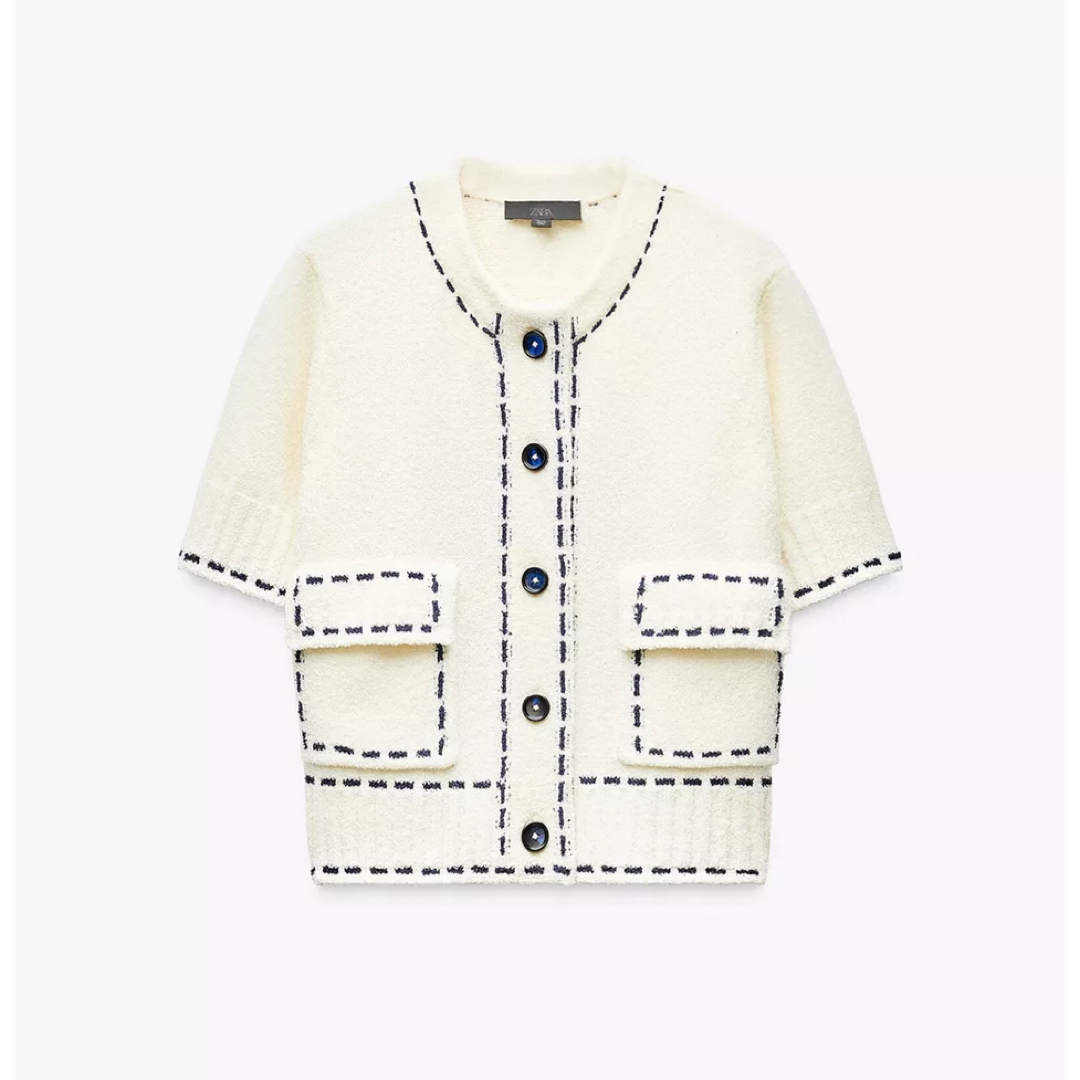 ZARA - 【完売品】ZARA ステッチ入りショートスリーブニット ZARA - 【完売品】ZARA ステッチ入りショートスリーブニット