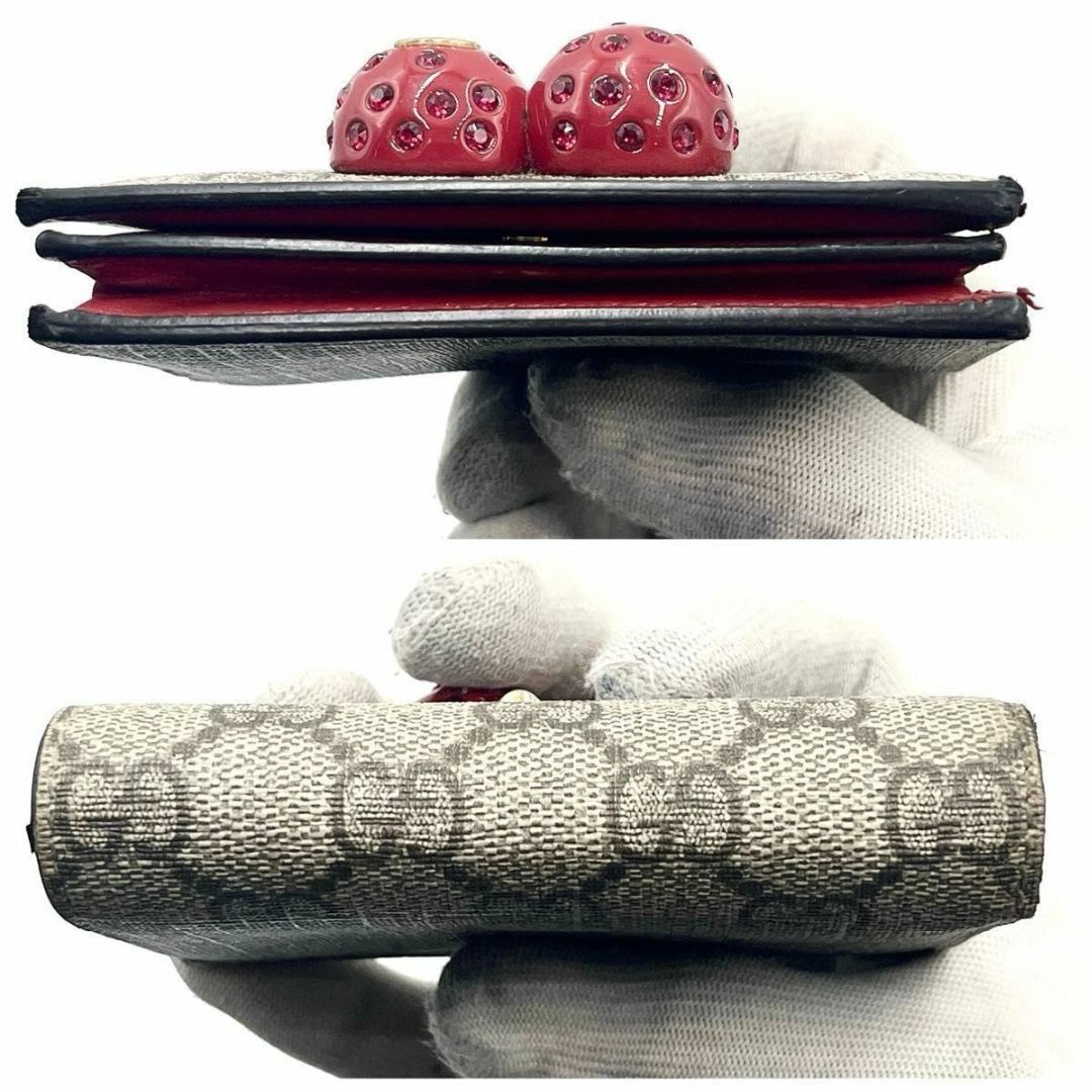 GUCCI - 付属品有 グッチ チェリー 二つ折り財布 ggスプリーム GUCCI - 付属品有 グッチ チェリー 二つ折り財布 ggスプリーム