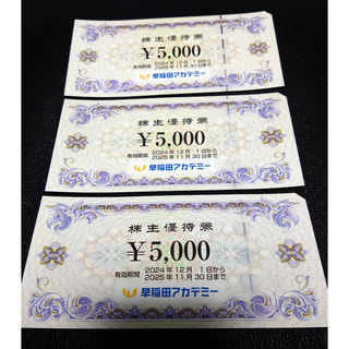 早稲田アカデミー 株主優待券 15000円分(その他)