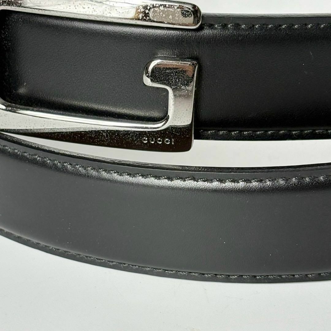 GUCCI - グッチ GUCCI Gロゴバックル シルバー ブラックレザー GUCCI - グッチ GUCCI Gロゴバックル シルバー ブラックレザー