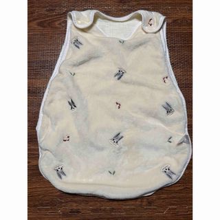 BRILBE 刺繍入り スリーパー ベビー Sサイズ うさぎ柄 フリース ガーゼ(おくるみ/ブランケット)