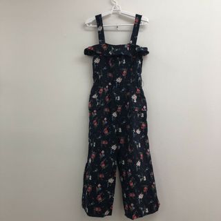 【MILKFED】ミルクフェド　青系　S　オーバーオール　オールインワン　花柄　カジュアル(サロペット/オーバーオール)