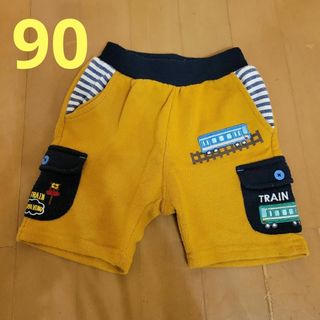 半ズボン 電車 ハーフパンツ 90 男の子 からし色
