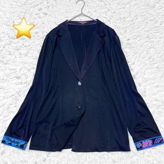 LEONARD - LEONARD レオナール 袖花柄プリント ライトテーラード LEONARD - LEONARD レオナール 袖花柄プリント ライトテーラード