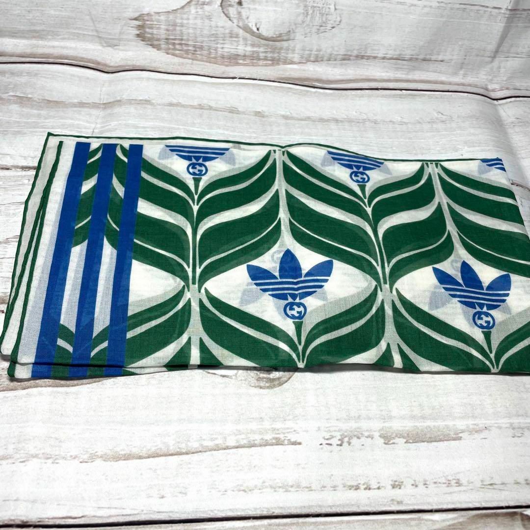 GUCCI - GUCCI × Adidas スカーフ シルク ハンカチ 90cm ロゴの GUCCI - GUCCI × Adidas スカーフ シルク ハンカチ 90cm ロゴの