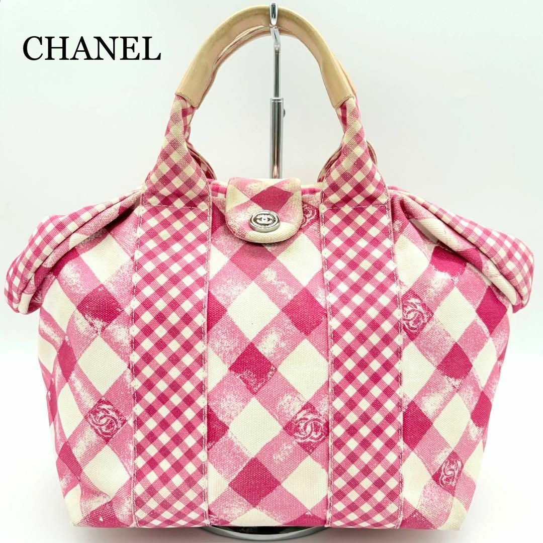CHANEL - CHANEL ハンドバッグ ココマーク ギンガムチェック CHANEL - CHANEL ハンドバッグ ココマーク ギンガムチェック