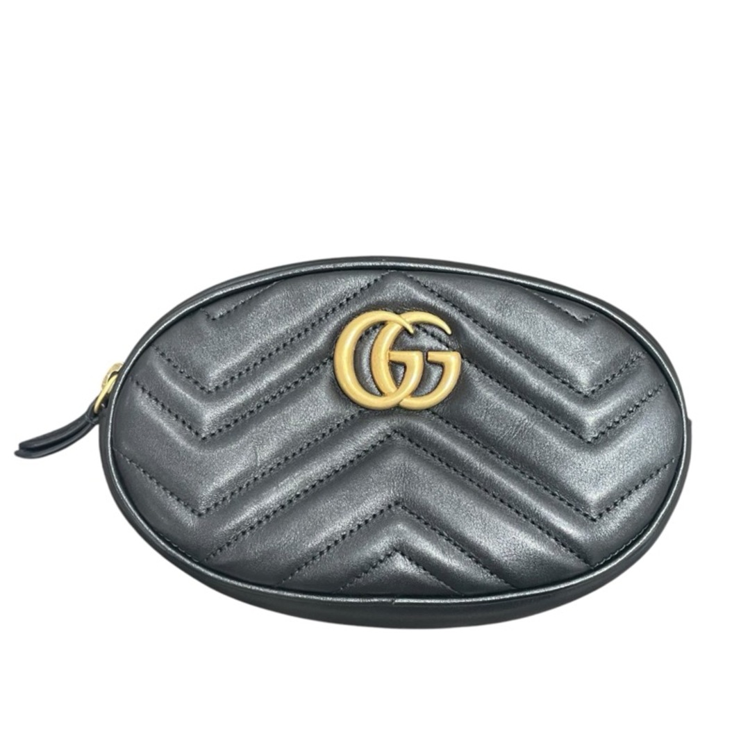 GUCCI - 　グッチ GUCCI GGマーモント　ウエストバッグ 476434 ブラック レザー レディース ウエストバッグ