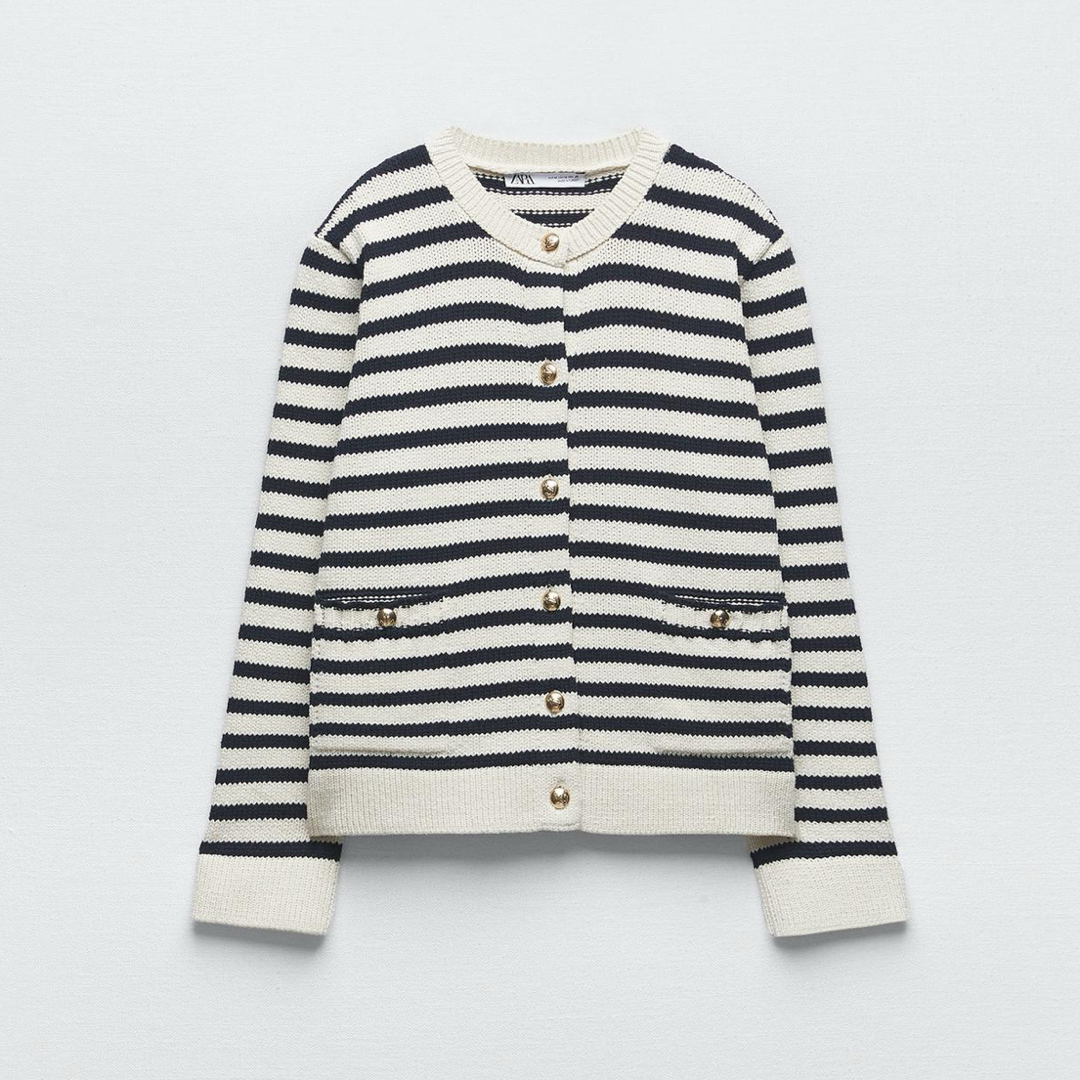 ZARA - ZARA ボーダーニットカーディガンの通販 by mari's shop ZARA - ZARA ボーダーニットカーディガンの通販 by mari's shop