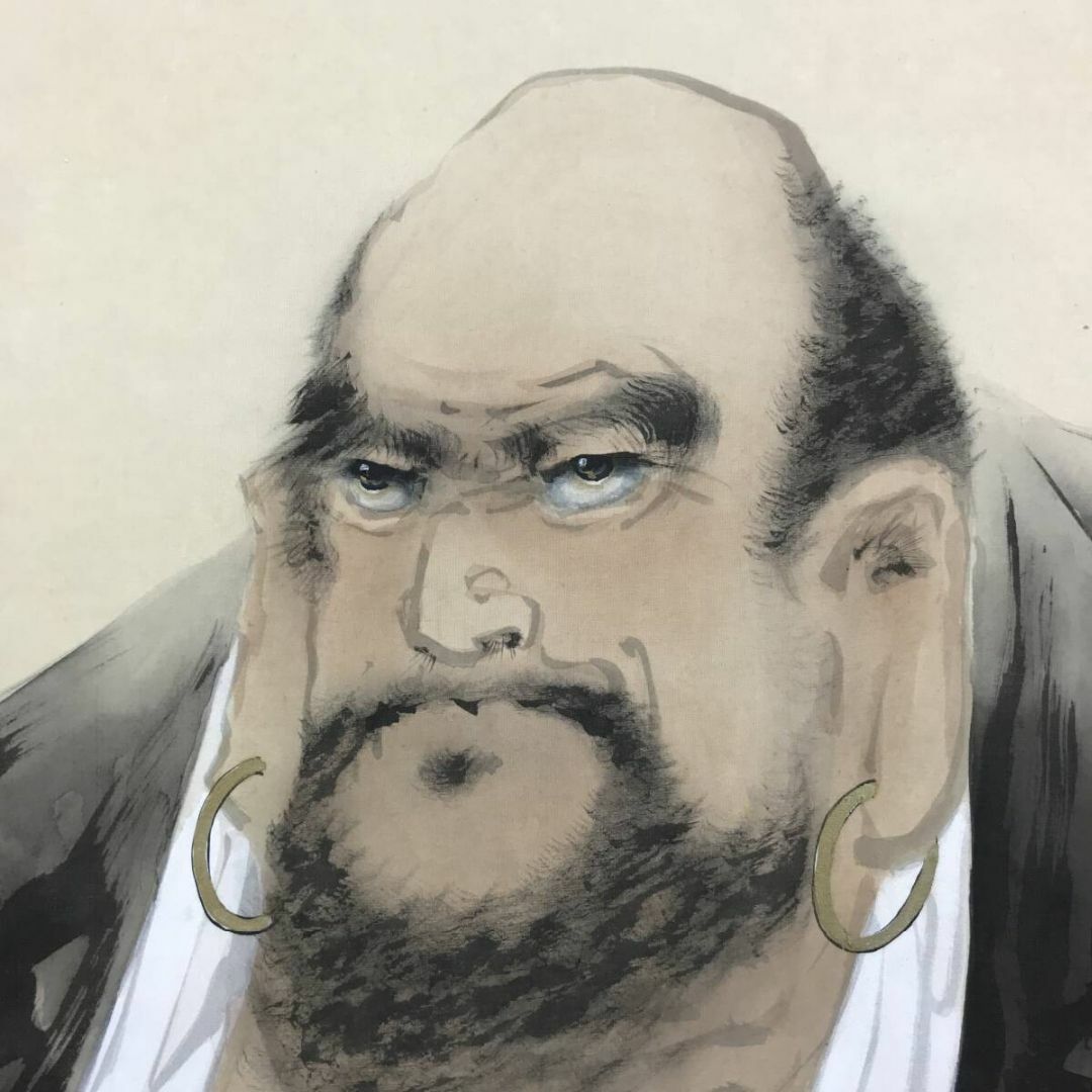 真作/長谷川武岳筆/達磨図/七転八起/ダルマ図/人物図/掛軸☆宝船 真作/長谷川武岳筆/達磨図/七転八起/ダルマ図/人物図/掛軸☆宝船