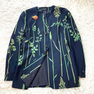 AKRIS - 美品 アクリス シルク100% ノーカラージャケット 総柄 AKRIS - 美品 アクリス シルク100% ノーカラージャケット 総柄