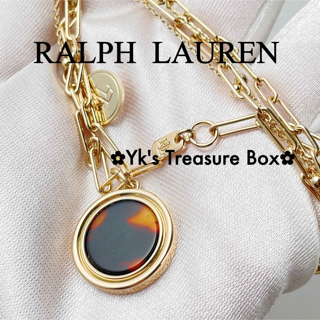 Ralph Lauren - Y160/RALPH LAUREN/琥珀柄2層ゴールドネックレス Ralph Lauren - Y160/RALPH LAUREN/琥珀柄2層ゴールドネックレス